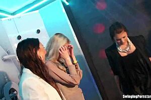 Wet Party Dancers Engage In Group Fingering Fun