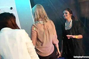 Wet Party Dancers Engage In Group Fingering Fun