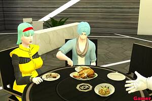 Bulma cheats with stepson, getting fucked hard in ass next to husband.