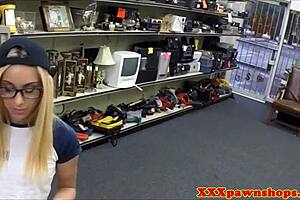 Amateur Pawnshop Hipster Cockriding Hard After Sloppy Blowjob Close Up