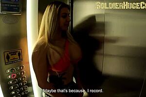 In the elevator, a content creator seduces me to suck hard.