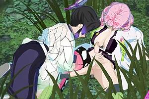 Shinobu and Mitsuri's Futanari Hentai Blowjob Frenzy!