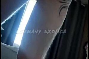 Albina shows big tits and ass in stuffed shorts. What hardcore action is she planning?