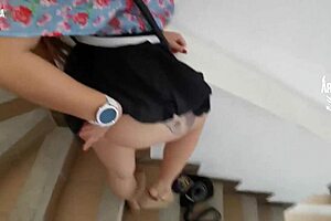 latina brunette sucks big cock in shopping mall bathroom