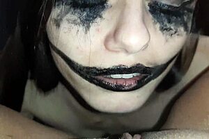 At the Halloween party, girls dive into pussy licking threesome.