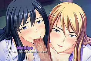 Mommy Sensei Gives Threesome Blowjob in Horny Homework