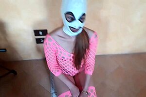 Rough Pov Blowjob In Pink Fishnet Catsuit