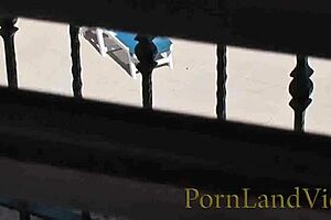 Blonde slut gives blowjob and fucks hairlessly at the outdoor pool party