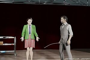 Animated spanking series scene with bdsm whipping humiliation