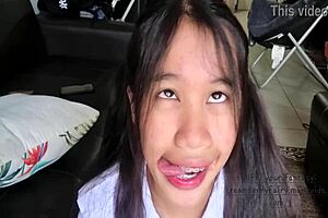 Ahegao POV Cute 18-Year-Old Girl in Kinky Taboo Action