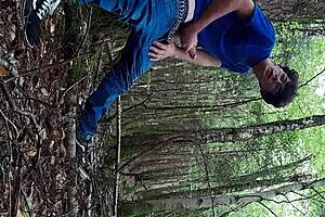 A risky masturbation session in the forest.