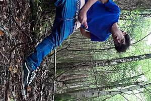 A risky masturbation session in the forest.