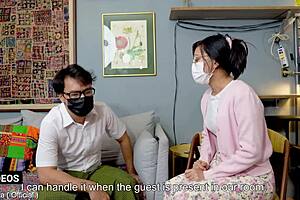 Cute Asian guest gets seduced by hotel owner while renting a room for the night.