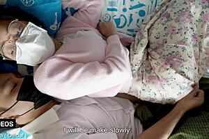 Cute Asian guest gets seduced by hotel owner while renting a room for the night.