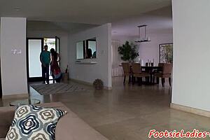 Asian babe gets doggystyle fucked in foot fetish scene