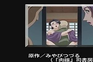 Horny anime ecchi giving titjob in hentai style