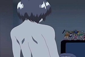 Horny anime ecchi giving titjob in hentai style