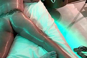 whore enjoys oiled anal massage and fingering 😈