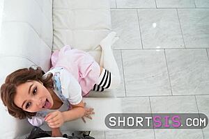 Little cutie confesses stepbrother taboo with shaved pussy