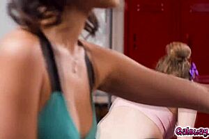 Cheerleadears Eliza Ibarra And Coco Lovelock Had Energetic Sex Right There In The Locker Room