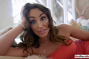 Pov blowjob and pussy fucking with busty milf stepmother's monster cock