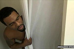 Envy Adams gives Italian stallion Rome Major's big cock a deepthroat in the bathroom