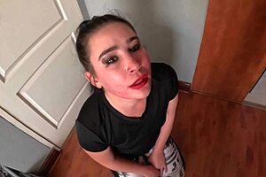 Throat fucking her while slapping her face hard.