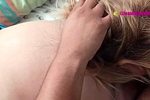 Fat guy wakes me up for a blowjob, but it's the latina milf with big tits