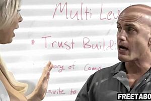 Blonde BBW caught by janitor in office scandal. What happens next?