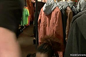 Does busty get big black cock in public?