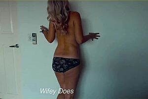 Wife Boldly Strips Denim Shorts