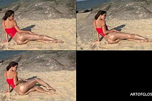 Monika in shiny pantyhose from artofgloss net