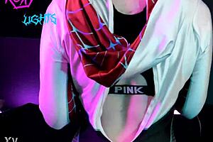 Amateur babe masturbates her hairless pussy in POV sex tape, close up on her ass