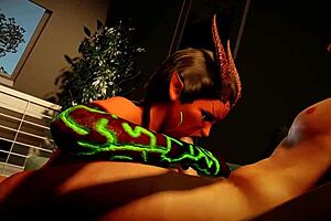 hey, this demon girl with green eyes is giving an amazing blowjob in pov