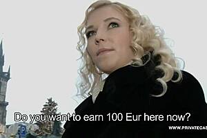 picking up czech blonde for public blowjob creampie