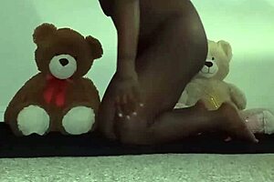 Threesome Massage With Brown And Caucasian Furry Toy Bears