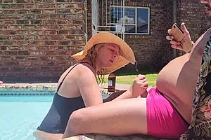 Old fat guy gets his cock sucked by sexy hotel girl in public