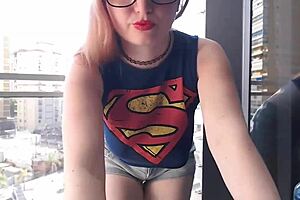 hot gamer girl flashes big tits on balcony