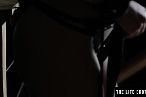 BDSM Beauty with Big Natural Tits Tied Up and Masturbating with Toys in Heels