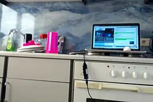 sexydeas flaunts shaved pussy and big ass in kitchen masturbation