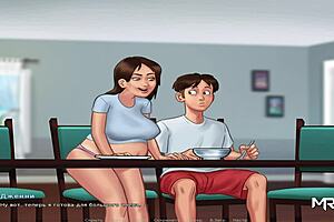 Summertime Saga - Pregnant Character Caresses Her Breasts In Episode 3 Scene 77