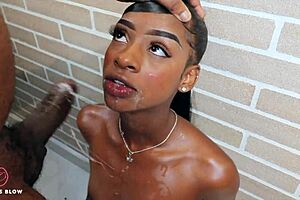 petite argentinian victoria mendoza gets face fucked and doggystyled by big black cock.