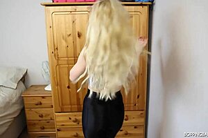 Hot Blonde Strips And Rips Clothes In Night Club