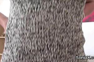 Mature lady sonia flaunts huge boobs in cheating lingerie