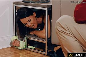 Stuck Babysitter Banged Hard in Doggy Style Over the Couch