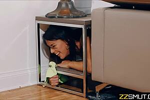 Stuck Babysitter Banged Hard in Doggy Style Over the Couch