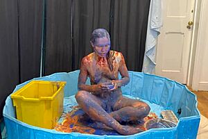 Naked Brunette Milf Feels Emotional Fuck-Ups Backstage