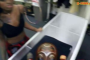 That ghetto ebony girl sells a mask and gets fucked hard