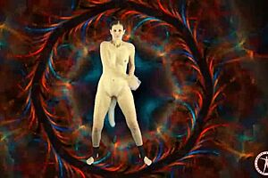 Asian Girl Dances Seductively To Music With Buttplug In Psychedelic Setting