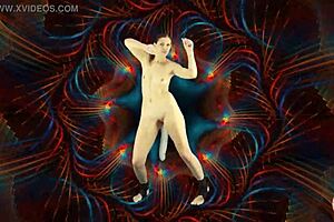 Asian Girl Dances Seductively To Music With Buttplug In Psychedelic Setting